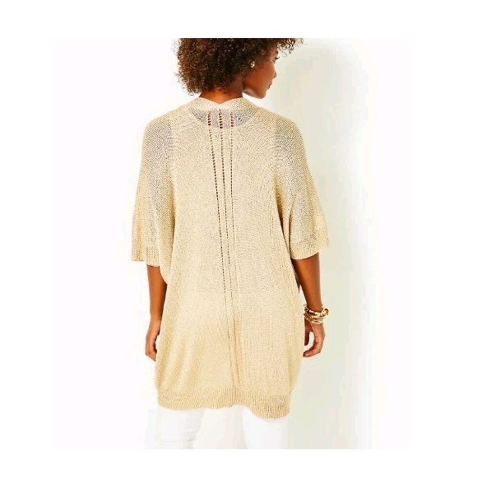 NEW Lilly Pulitzer Batsy Sweater Set Gold Metallic XL Cardigan Shell $258 - Picture 4 of 16